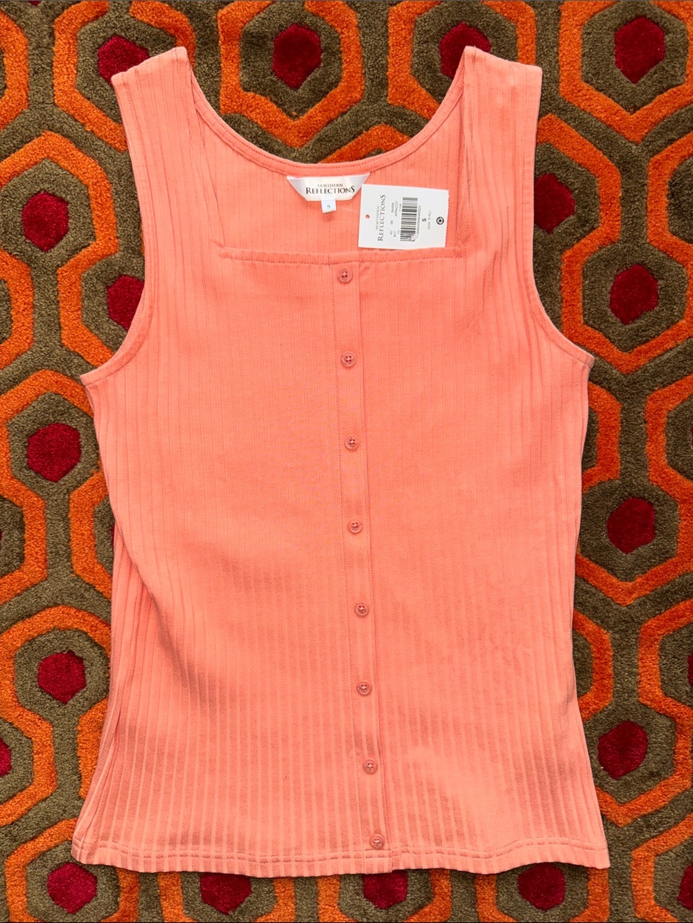 MAKE OFFER! Northern Reflections Coral Ribbed Button-Front Tank Small